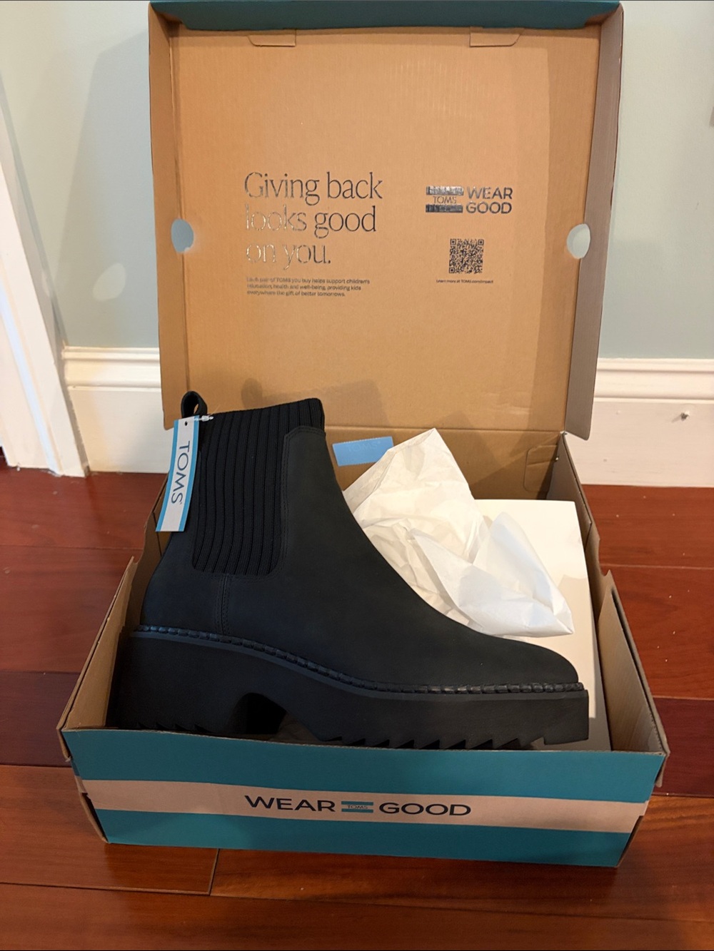 Toms Black Chelsea Platform Ankle Boots